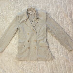 Free People Olivia Double Breasted Linen Blend Blazer - Size S